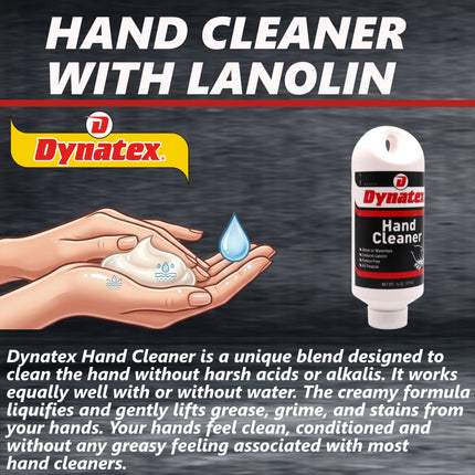 Dynatex Hand Cleaner 14 oz Tub - Gentle Waterless Formula, Removes Grease Grime Stains, Leaves Hands Clean & Conditioned (6-Pack)