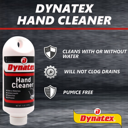Dynatex Hand Cleaner 14 oz Tub - Gentle Waterless Formula, Removes Grease Grime Stains, Leaves Hands Clean & Conditioned (6-Pack)