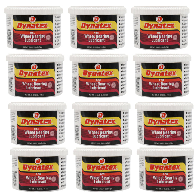 Dynatex Hi-Temp Wheel Bearing Grease 16 oz Tub - Lithium Complex NLGI #2, Dropping Point >500 Degrees F, High EP & Anti-Wear, Multi-Purpose (12-Pack)