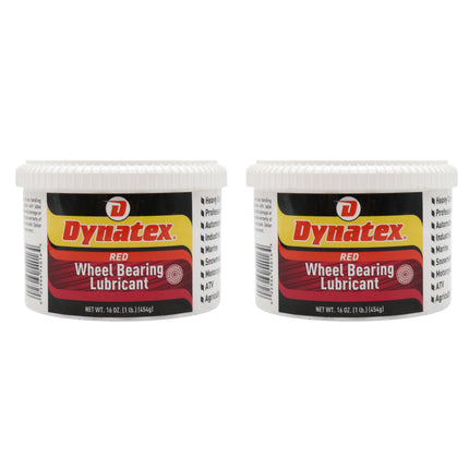 Dynatex Hi-Temp Wheel Bearing Grease 16 oz Tub - Lithium Complex NLGI #2, Dropping Point >500 Degrees F, High EP & Anti-Wear, Multi-Purpose (2-Pack)