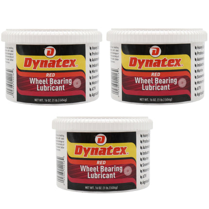 Dynatex Hi-Temp Wheel Bearing Grease 16 oz Tub - Lithium Complex NLGI #2, Dropping Point >500 Degrees F, High EP & Anti-Wear, Multi-Purpose (3-Pack)