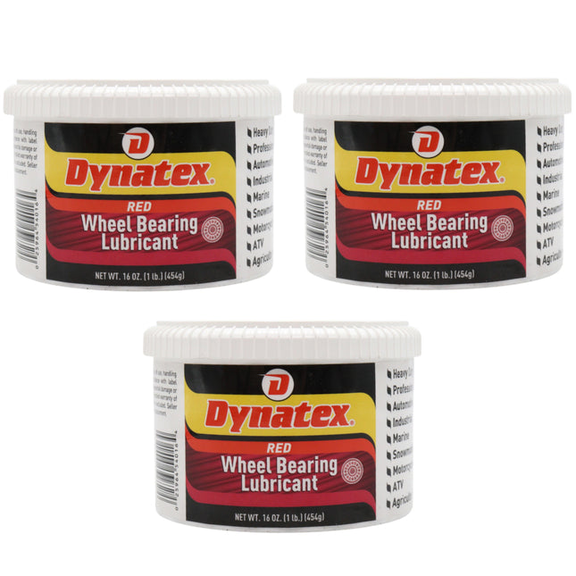 Dynatex Hi-Temp Wheel Bearing Grease 16 oz Tub - Lithium Complex NLGI #2, Dropping Point >500 Degrees F, High EP & Anti-Wear, Multi-Purpose (3-Pack)
