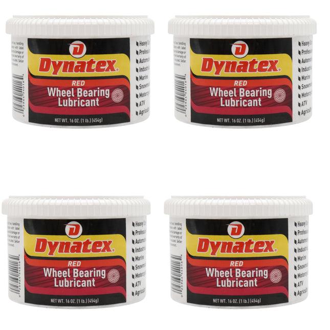 Dynatex Hi-Temp Wheel Bearing Grease 16 oz Tub - Lithium Complex NLGI #2, Dropping Point >500 Degrees F, High EP & Anti-Wear, Multi-Purpose (4-Pack)