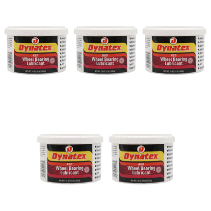 Dynatex Hi-Temp Wheel Bearing Grease 16 oz Tub - Lithium Complex NLGI #2, Dropping Point >500 Degrees F, High EP & Anti-Wear, Multi-Purpose (5-Pack)