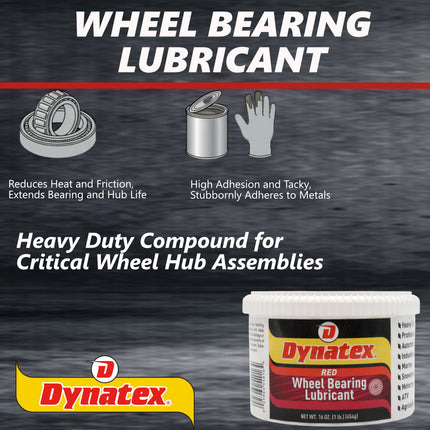 Dynatex Hi-Temp Wheel Bearing Grease 16 oz Tub - Lithium Complex NLGI #2, Dropping Point >500 Degrees F, High EP & Anti-Wear, Multi-Purpose (5-Pack)