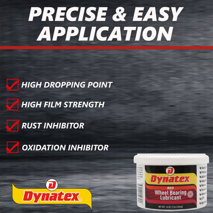 Dynatex Hi-Temp Wheel Bearing Grease 16 oz Tub - Lithium Complex NLGI #2, Dropping Point >500 Degrees F, High EP & Anti-Wear, Multi-Purpose (5-Pack)