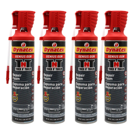 Dynatex Truck N Trailer Repair Foam 20 oz Can w/ Genius Gun - Low Pressure Expansion, Sound & Thermal Insulation, Reusable Up to 6 Weeks (4-Pack)