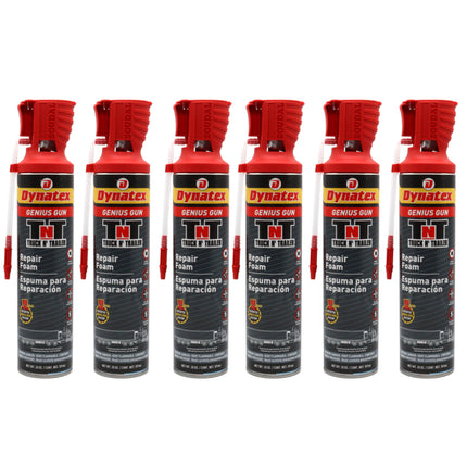 Dynatex Truck N Trailer Repair Foam 20 oz Can w/ Genius Gun - Low Pressure Expansion, Sound & Thermal Insulation, Reusable Up to 6 Weeks (6-Pack)