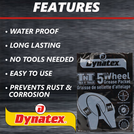 Dynatex 5th Wheel Grease 2 oz Packet - Heavy-Duty Waterproof, Graphite & Moly, High Load Plating, Anti-Rust & Corrosion (2-Pack)