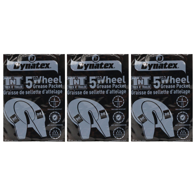 Dynatex 5th Wheel Grease 2 oz Packet - Heavy-Duty Waterproof, Graphite & Moly, High Load Plating, Anti-Rust & Corrosion (3-Pack)