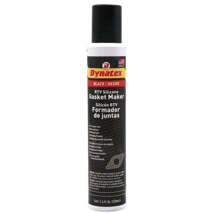 Dynatex Black RTV Silicone Gasket Maker 7.4oz Automatic Can - Oxygen Sensor Safe, OEM Specs, 500°F Hi-Temp, Oil/Water Resistant, Made in the USA (Single)
