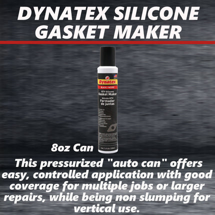 Dynatex Black RTV Silicone Gasket Maker 7.4oz Automatic Can - Oxygen Sensor Safe, OEM Specs, 500°F Hi-Temp, Oil/Water Resistant, Made in the USA (12-Pack)