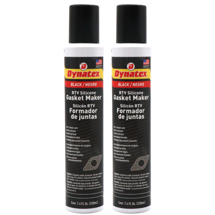 Dynatex Black RTV Silicone Gasket Maker 7.4oz Automatic Can - Oxygen Sensor Safe, OEM Specs, 500 Degrees F Hi-Temp, Oil/Water Resistant, Made in the USA (2-Pack)