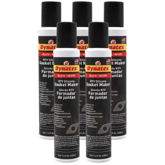 Dynatex Black RTV Silicone Gasket Maker 7.4oz Automatic Can - Oxygen  Sensor Safe, OEM Specs, 500°F Hi-Temp, Oil/Water Resistant, Made in the USA (5-Pack)