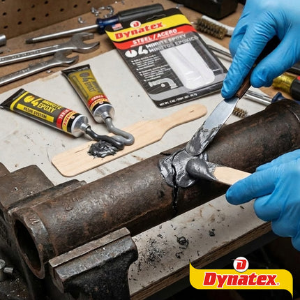 Dynatex 4 Minute Steel Epoxy Adhesive 2 oz - Fast Set, Steel-Like Cure, Bonds & Repairs Metal Wood Masonry, Drillable Sandable (3-Pack)