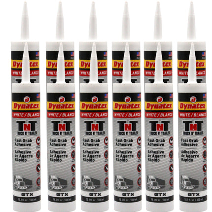 Dynatex Truck N Trailer White Flexible Sealant 10.1 oz Caulk Tube - Ultra Synthetic, Primerless Adhesion, All-Weather, High Strengh, Permanent Elastic Seal (12-Pack)