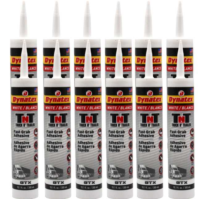 Dynatex Truck N Trailer White Flexible Sealant 10.1 oz Caulk Tube - Ultra Synthetic, Primerless Adhesion, All-Weather, High Strengh, Permanent Elastic Seal (12-Pack)