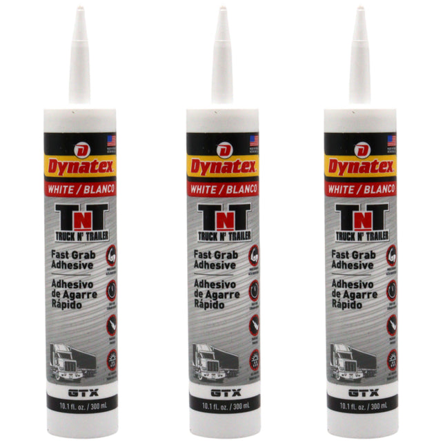 Dynatex Truck N Trailer White Flexible Sealant 10.1 oz Caulk Tube - Ultra Synthetic, Primerless Adhesion, All-Weather, High Strengh, Permanent Elastic Seal (3-Pack)