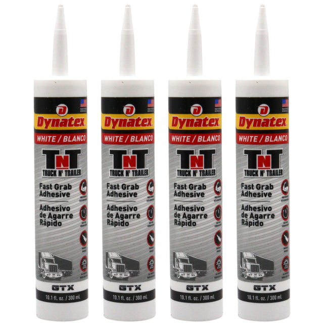 Dynatex Truck N Trailer White Flexible Sealant 10.1 oz Caulk Tube - Ultra Synthetic, Primerless Adhesion, All-Weather, High Strengh, Permanent Elastic Seal (4-Pack)
