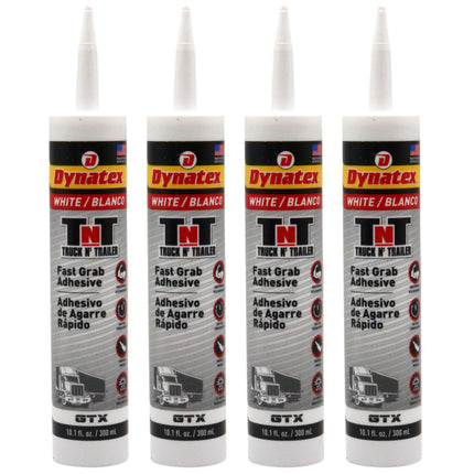Dynatex Truck N Trailer White Flexible Sealant 10.1 oz Caulk Tube - Ultra Synthetic, Primerless Adhesion, All-Weather, High Strengh, Permanent Elastic Seal (4-Pack)
