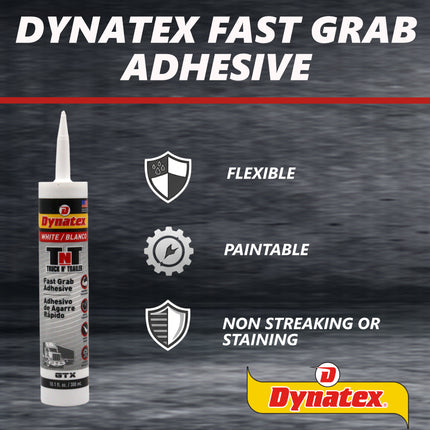 Dynatex Truck N Trailer White Flexible Sealant 10.1 oz Caulk Tube - Ultra Synthetic, Primerless Adhesion, All-Weather, High Strengh, Permanent Elastic Seal (4-Pack)