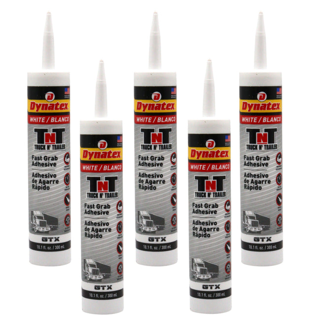 Dynatex Truck N Trailer White Flexible Sealant 10.1 oz Caulk Tube - Ultra Synthetic, Primerless Adhesion, All-Weather, High Strengh, Permanent Elastic Seal (5-Pack)