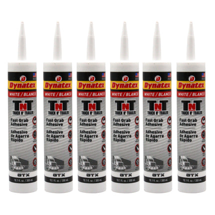 Dynatex Truck N Trailer White Flexible Sealant 10.1 oz Caulk Tube - Ultra Synthetic, Primerless Adhesion, All-Weather, High Strengh, Permanent Elastic Seal (6-Pack)