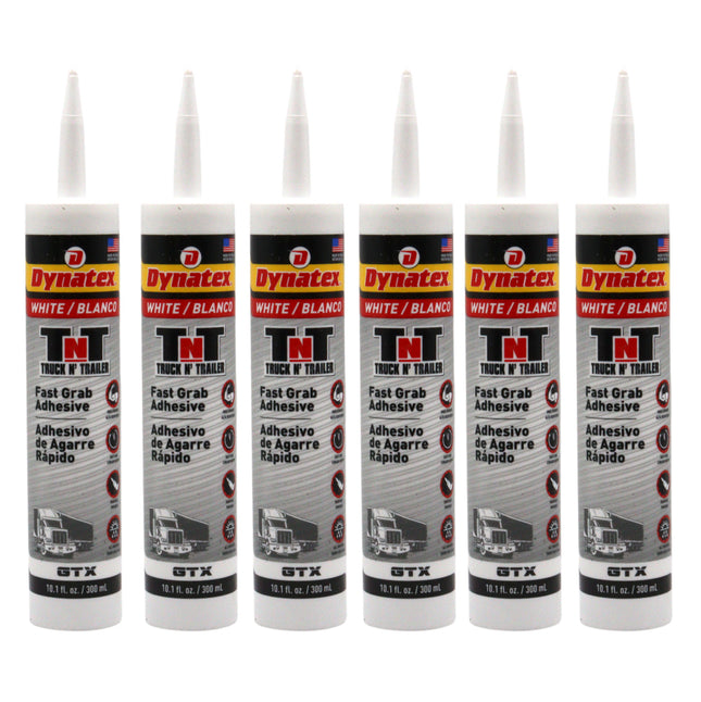 Dynatex Truck N Trailer White Flexible Sealant 10.1 oz Caulk Tube - Ultra Synthetic, Primerless Adhesion, All-Weather, High Strengh, Permanent Elastic Seal (6-Pack)