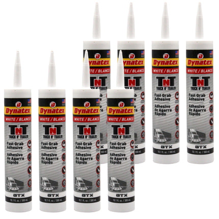 Dynatex Truck N Trailer White Flexible Sealant 10.1 oz Caulk Tube - Ultra Synthetic, Primerless Adhesion, All-Weather, High Strengh, Permanent Elastic Seal (8-Pack)