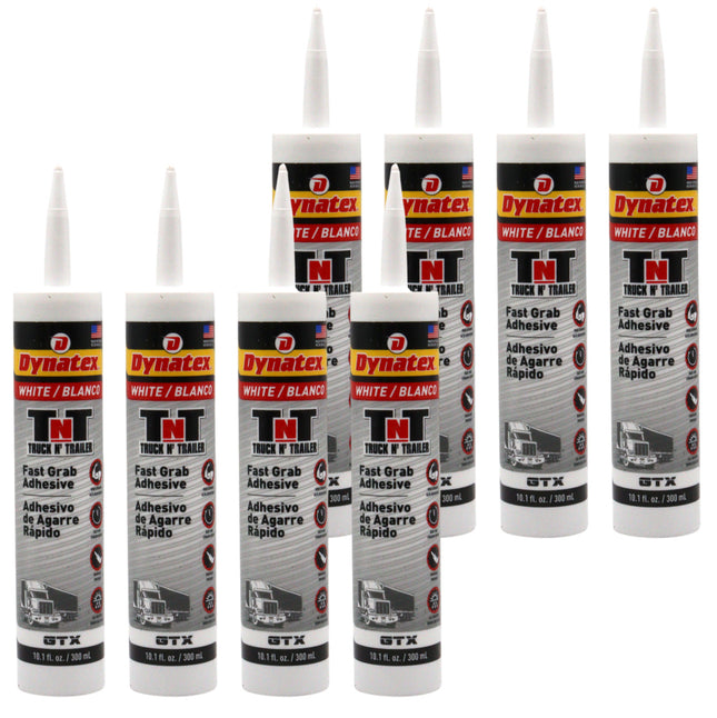 Dynatex Truck N Trailer White Flexible Sealant 10.1 oz Caulk Tube - Ultra Synthetic, Primerless Adhesion, All-Weather, High Strengh, Permanent Elastic Seal (8-Pack)
