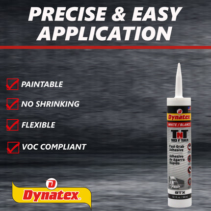 Dynatex Truck N Trailer White Flexible Sealant 10.1 oz Caulk Tube - Ultra Synthetic, Primerless Adhesion, All-Weather, High Strengh, Permanent Elastic Seal (8-Pack)