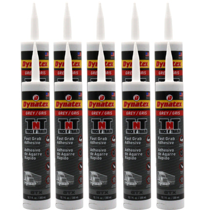 Dynatex Truck N Trailer Grey Flexible Sealant 10.1 oz Caulk Tube - Ultra Synthetic, Primerless Adhesion, All-Weather, High Strengh, Permanent Elastic Seal (10-Pack)