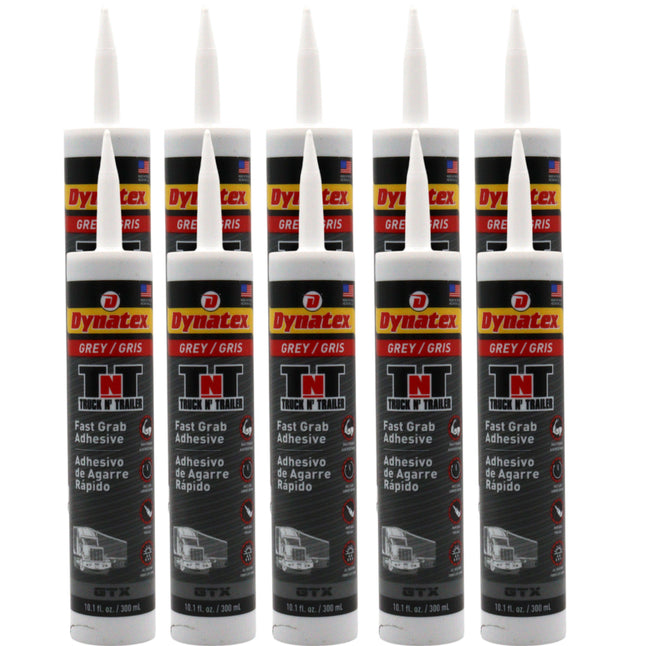 Dynatex Truck N Trailer Grey Flexible Sealant 10.1 oz Caulk Tube - Ultra Synthetic, Primerless Adhesion, All-Weather, High Strengh, Permanent Elastic Seal (10-Pack)