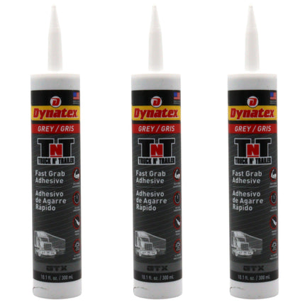 Dynatex Truck N Trailer Grey Flexible Sealant 10.1 oz Caulk Tube - Ultra Synthetic, Primerless Adhesion, All-Weather, High Strengh, Permanent Elastic Seal (3-Pack)