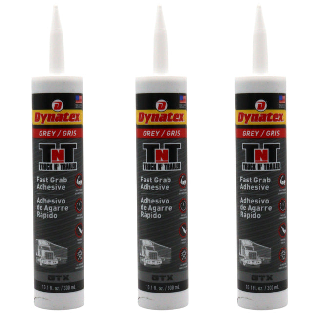 Dynatex Truck N Trailer Grey Flexible Sealant 10.1 oz Caulk Tube - Ultra Synthetic, Primerless Adhesion, All-Weather, High Strengh, Permanent Elastic Seal (3-Pack)