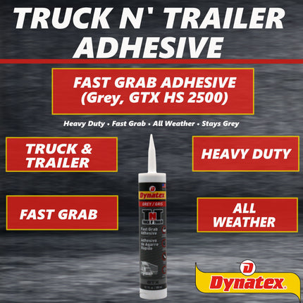 Dynatex Truck N Trailer Grey Flexible Sealant 10.1 oz Caulk Tube - Ultra Synthetic, Primerless Adhesion, All-Weather, High Strengh, Permanent Elastic Seal (3-Pack)