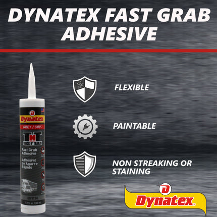 Dynatex Truck N Trailer Grey Flexible Sealant 10.1 oz Caulk Tube - Ultra Synthetic, Primerless Adhesion, All-Weather, High Strengh, Permanent Elastic Seal (3-Pack)