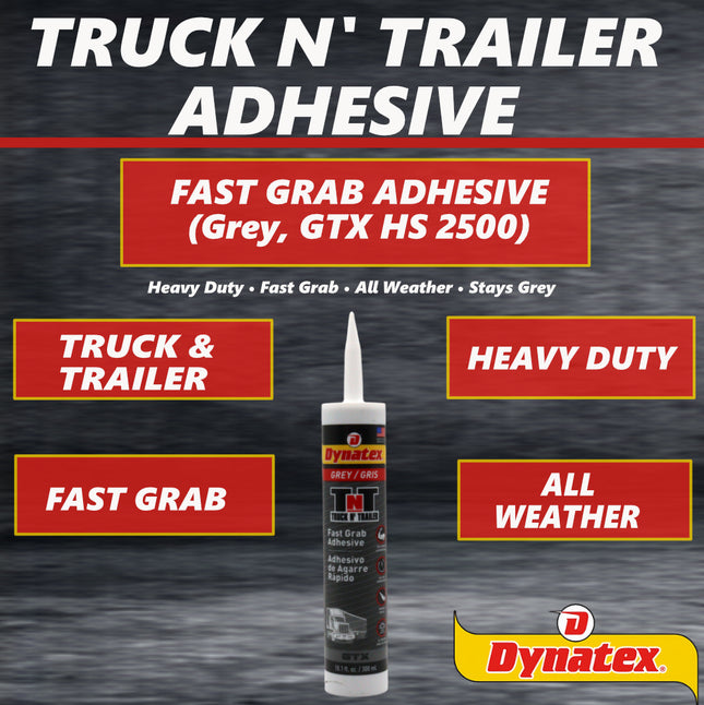 Dynatex Truck N Trailer Grey Flexible Sealant 10.1 oz Caulk Tube - Ultra Synthetic, Primerless Adhesion, All-Weather, High Strengh, Permanent Elastic Seal (4-Pack)