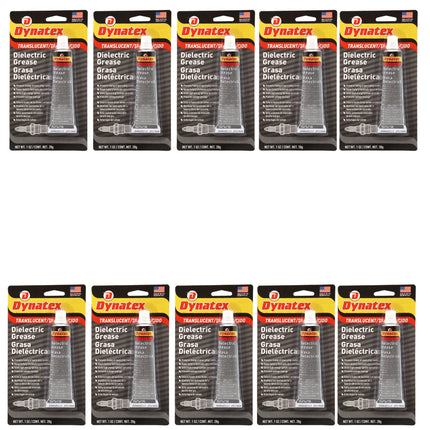 Dynatex Dielectric Grease 1 oz Tube - Silicone-Based, High Temp Vacuum & Water Resistant, Protects Electrical Connections, Non-Hardening (10-Pack)