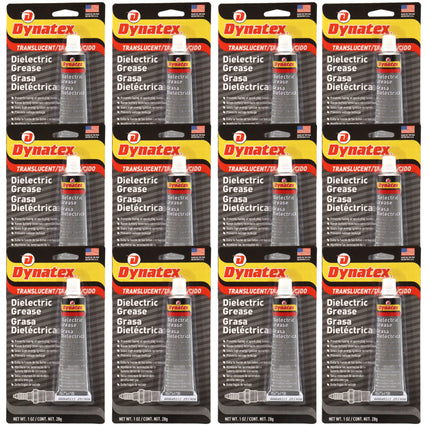 Dynatex Dielectric Grease 1 oz Tube - Silicone-Based, High Temp Vacuum & Water Resistant, Protects Electrical Connections, Non-Hardening (12-Pack)