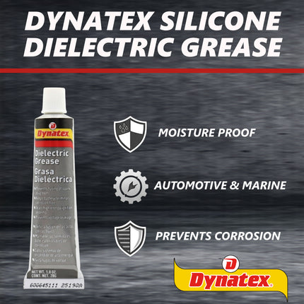 Dynatex Dielectric Grease 1 oz Tube - Silicone-Based, High Temp Vacuum & Water Resistant, Protects Electrical Connections, Non-Hardening (4-Pack)