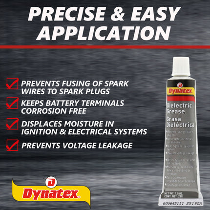Dynatex Dielectric Grease 1 oz Tube - Silicone-Based, High Temp Vacuum & Water Resistant, Protects Electrical Connections, Non-Hardening (4-Pack)
