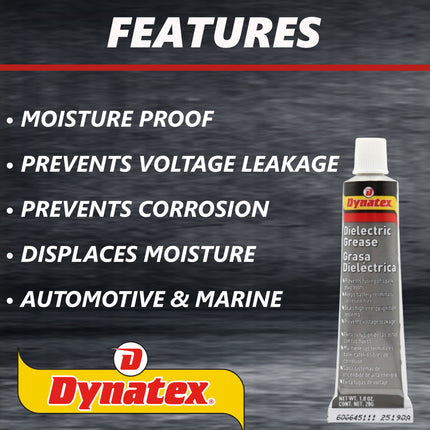 Dynatex Dielectric Grease 1 oz Tube - Silicone-Based, High Temp Vacuum & Water Resistant, Protects Electrical Connections, Non-Hardening (5-Pack)