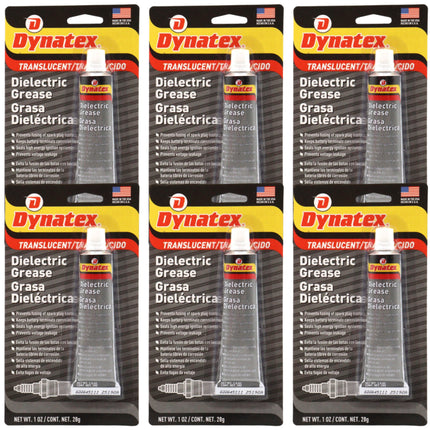 Dynatex Dielectric Grease 1 oz Tube - Silicone-Based, High Temp Vacuum & Water Resistant, Protects Electrical Connections, Non-Hardening (6-Pack)
