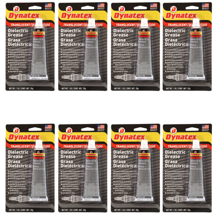 Dynatex Dielectric Grease 1 oz Tube - Silicone-Based, High Temp Vacuum & Water Resistant, Protects Electrical Connections, Non-Hardening (8-Pack)