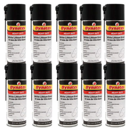 Dynatex White Lithium Grease 10.5 oz Aerosol Can - Multi-Purpose Lubricant for Automotive, Garage Doors, Hinges, Chains, Latches (10-Pack)