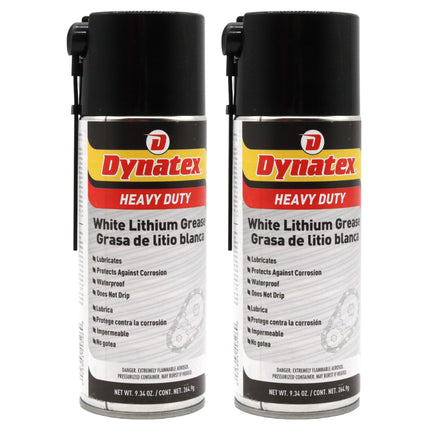 Dynatex White Lithium Grease 10.5 oz Aerosol Can - Multi-Purpose Lubricant for Automotive, Garage Doors, Hinges, Chains, Latches (2-Pack)