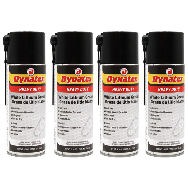 Dynatex White Lithium Grease 10.5 oz Aerosol Can - Multi-Purpose Lubricant for Automotive, Garage Doors, Hinges, Chains, Latches (4-Pack)