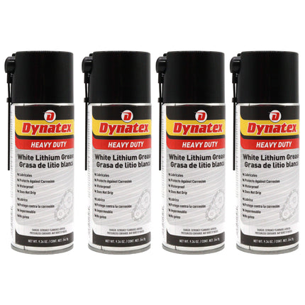 Dynatex White Lithium Grease 10.5 oz Aerosol Can - Multi-Purpose Lubricant for Automotive, Garage Doors, Hinges, Chains, Latches (4-Pack)