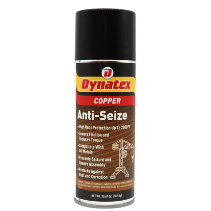 Dynatex Copper Anti-Seize 10.67 oz Aerosol Can - Heavy-Duty, Protects Against Extreme Heat Pressure Steam Water, Prevents Galling Seizing Corrosion (Single)